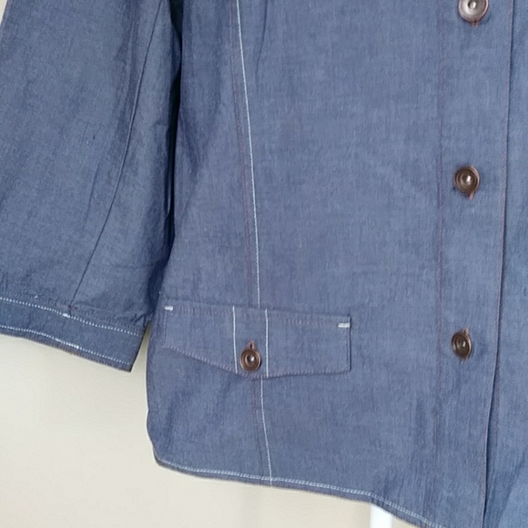 Denim & Co. Two Piece Pantsuit /Top & High-Waisted Cropped Ankle Pants L Blue - Picture 4 of 16